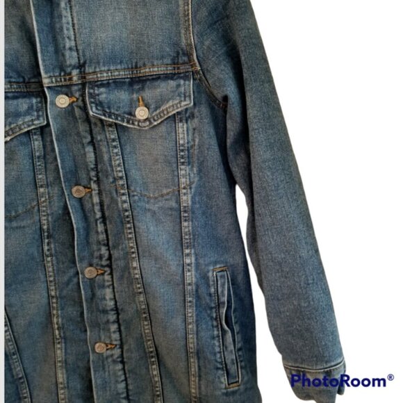 Denim Winter Coat Women's 6 Lined Denim Faux Fur Lined Mid Length Jacket - Picture 3 of 9